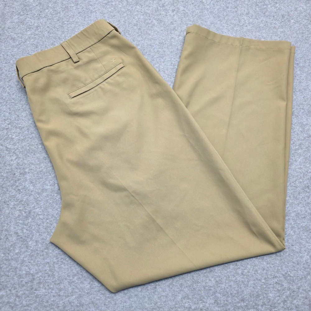 Haggar H26 Mens Khaki Tan Straight Leg Flat Front Dress‎ Pants 38x30 WPL 386